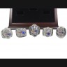 NFL 2001 2003 2004 2014 2016 New England Patriots Super Bowl Championship Replica Fan Rings with Wooden Display Case Set